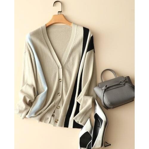 2022 autumn winter new arrival premium 100% cashmere oversized cardigan europe fashion designers patchwork chic outerwear womens