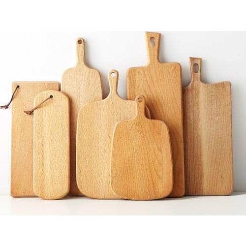 MUZITY Kitchen Wooden Chopping Blocks Beech Pizza Bread Fruit Hangable Cutting Board Durable Non-slip Kitchen Tools Accessories