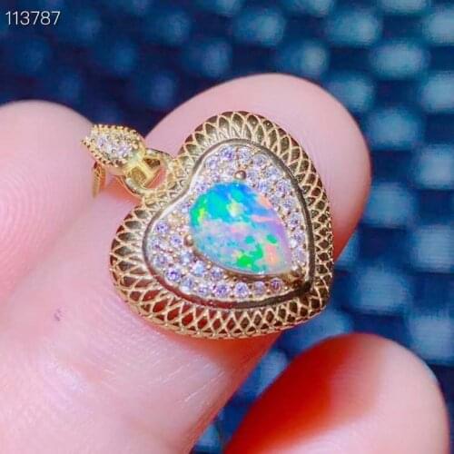 100% NATURAL ETHIOPIAN WELO FIRE OPAL CABOCHON Pendant 925 silver 5x7mm