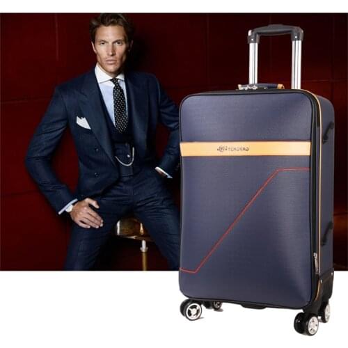 Fashion travel rolling luggage carry on trolley bag men women PU spinner password box business high quality suitcase