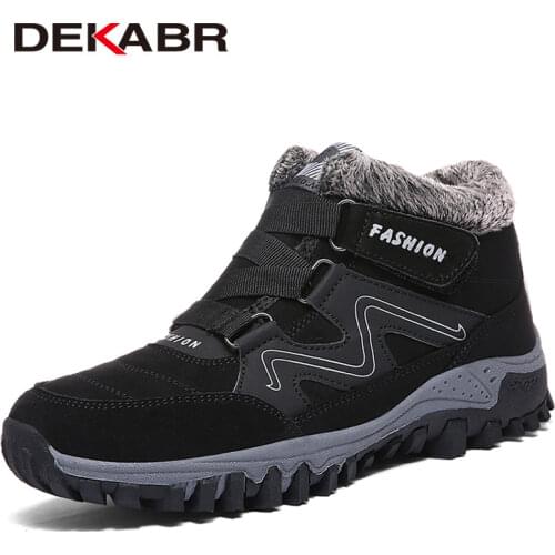 DEKABR Winter Warm Men Boots Cow Suede Fur Plus Outdoor Snow Boots Handmade Waterproof Working Non-slip Ankle Boots Botas Mujer