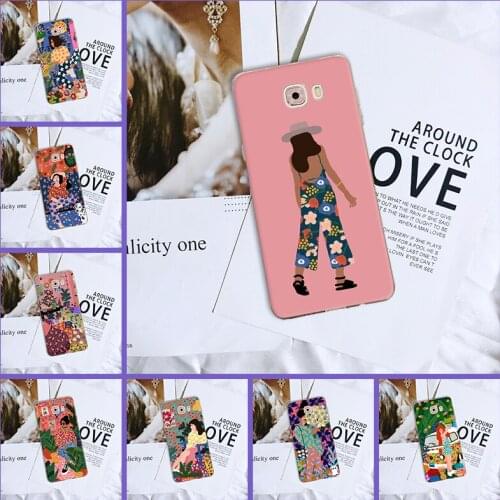 Soft Cover For Samsung Galaxy C5 C7 C8 Art Girl Pretty Flower Aesthetic Phone Case Silicone For Samsung Galaxy C5 C7 C9 Pro