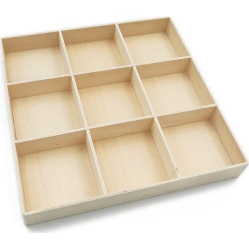 Nine Grid Unfinished Wood Craft Box Unfinished Wood Box Make Your Own Gift Jewelry Box