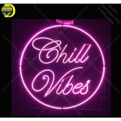Neon Sign for Chill Vibes Neon Bulb sign handcraft Real Glass tube Beer Bar windows neon bar lights Decor Room advertise