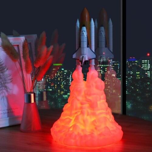 3D Printed Rocket Led Night Light for Bedside Bedroom Creative Cartoon Smart Home Night Light Eye Protection Sleep Table Lamps