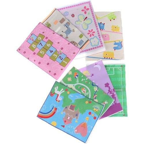 New Turkish Carpet Dollhouse Miniatures 1:12 Accessories Kit Carpet Mat Rayon Thread Cartoon Mini Carpet Doll House