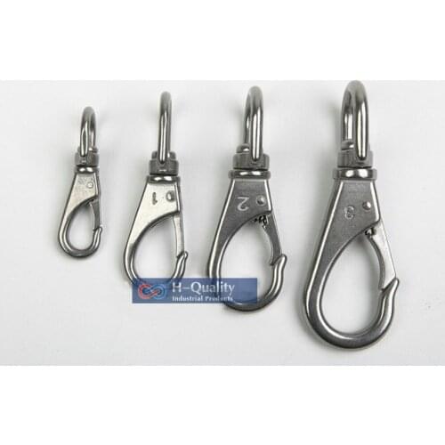 Wholesale by 0#(M4) 50PCS/CARTON 304 stainless steel swivel eye spring snap hook