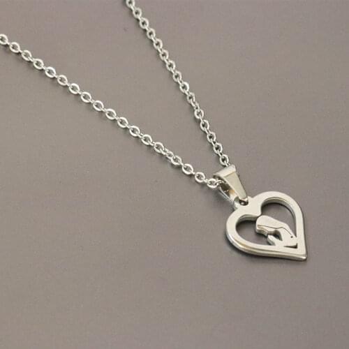 Everfast 1pc Saint Madonna Maria Heart Pendant Stainless Steel Necklace Chokers Statement For Blessed Women Girls Luck Gift