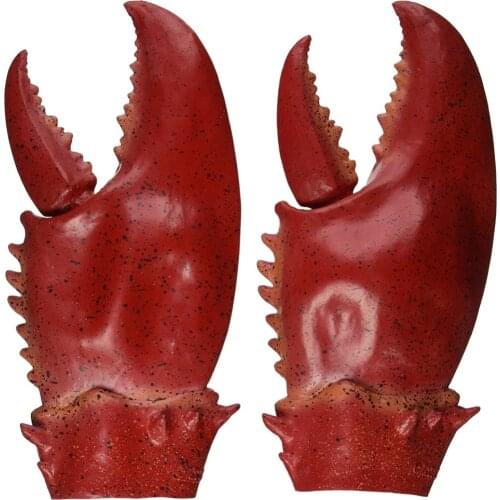 One Pair of Latex Lobster Crab Claws Halloween Hands Gloves Gauntlet Cosplay Adult Christmas Gift Prop