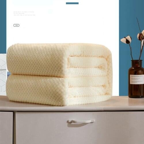 Thick Solid Color Mesh Pineapple Lattice Blanket Flannel Cover Blanket Coral Fleece Japanese Air Conditioning Blanket