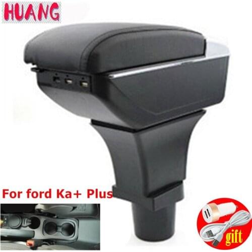 For ford Ka+ Plus accessories armrest car arm rest leather storage box ABS usb center centre console car-styling interior