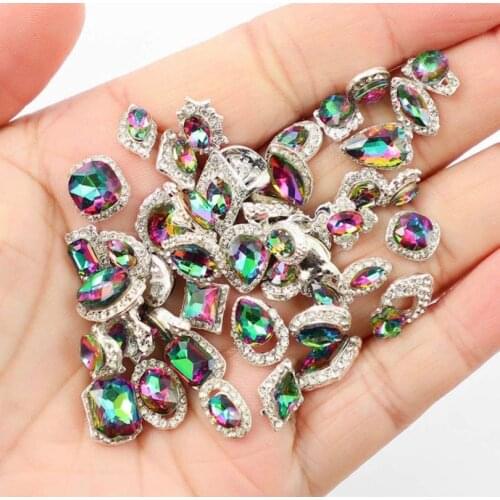 100PCS/Lot Crystal Rhinestone Nail Gems Alloy Gems Charm Crafts Nail Art Decorations Glitter Charm 3D Nail Jewelry 2123-2146