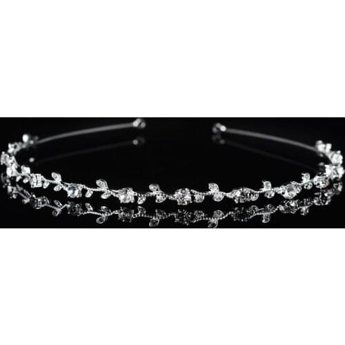 Silver Crystal Hair Band for Brides Rhinestone Bridal Headband Tiara