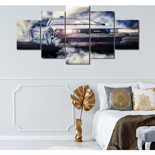 Modern Canvas Painting Delorean Car Poster Film Posters and Prints Wall Art Picture for Living Room Home Decor with Frame