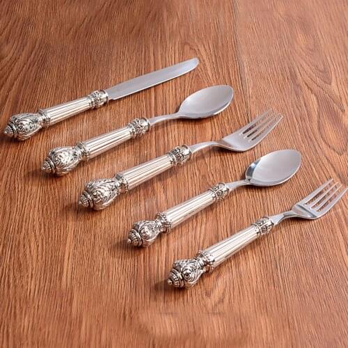 Dinner Knives Forks Cutlery Set Silverware Dinnerware Tableware Set Home Hotel Stainless Steel Tableware Silver Tableware Sets