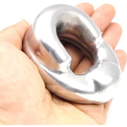Heavy Stainless Steel Ball Scrotum Stretcher Penis Cock Ring Metal Locking Pendant Delayed Ejaculation Male Exercise Sex Toys