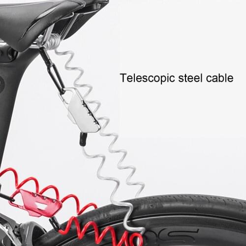 Mini Bike Lock 1400mm Fold Backpack Cycling Helmet Bicycle Cable Lock 3 Digit Combination Anti-theft Lock