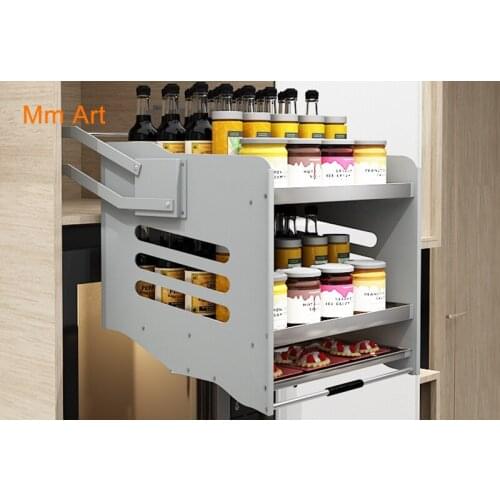 Kitchen High Cabinet up and down Lift Wall Cupboard Drop-down Cabinet Seasoning Big Monster Basket