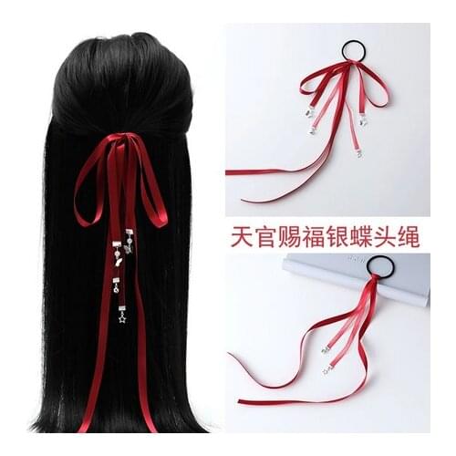 Japanese Double Ponytail Ribbon Hairband Headwear Anime Tian Guan Ci Fu Hua Cheng Xie Lian Hairpins Hair Accessories Hair ring