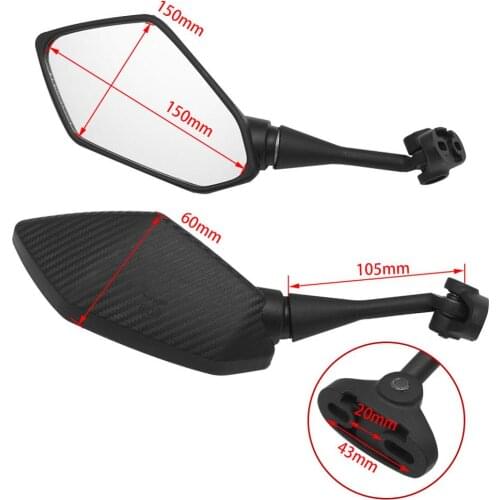 Rear View Mirror Motorcycle Mirrors Racing Sport Bike For Honda CBR600RR For Kawasaki Ninja 250 300 500 Black Carbon 40MM