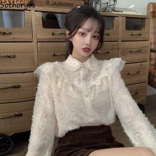 Women Shirts Autumn Womens Outwear Daily Date Party Lace Princess Hot Selling Ins Chic Cozy Sweet All-match Basic Ulzzang Trendy