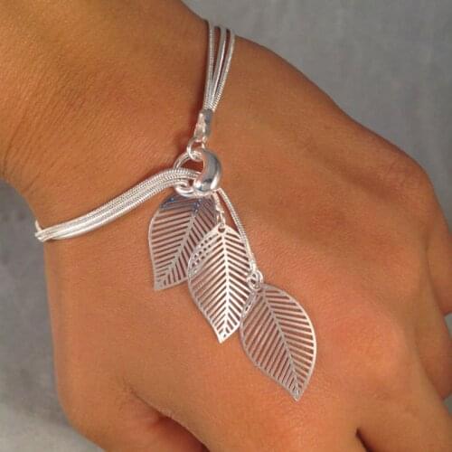 Fashion Women Jewelry Gold Wire Mesh Alloy Bracelet Hollow Leaf Bracelet Gift Wholesale