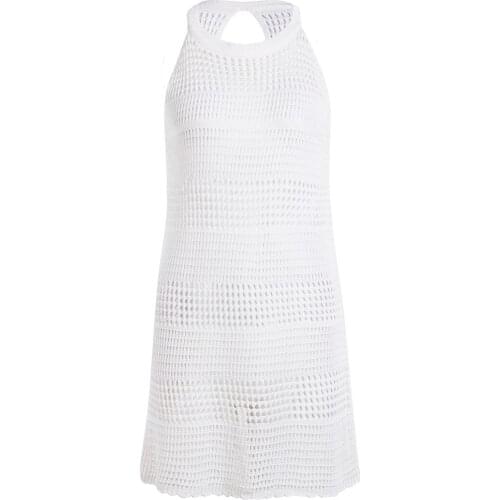 Women Summer Crochet Bikini Cover-ups Beach Dress Solid Hallow Out Bathing Cover up One Size