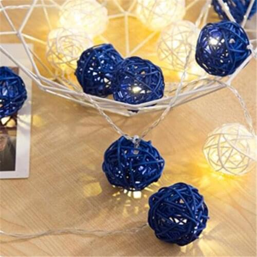1.5M white Dark Blue Rattan Ball 10LED String Lights Warm White Fairy Holiday Light Party Wedding Decoration Xmas Light Garland