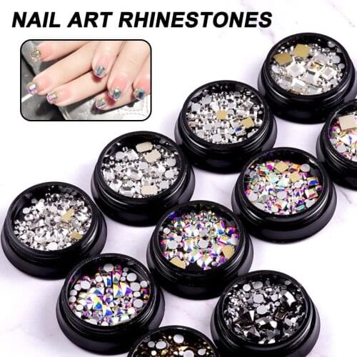 10 Pcs Colorful Square Nail Art Rhinestones Mixed Fingernail Diamond Nail Decorations 3D Rhinestone Nail Decorations Nail Art