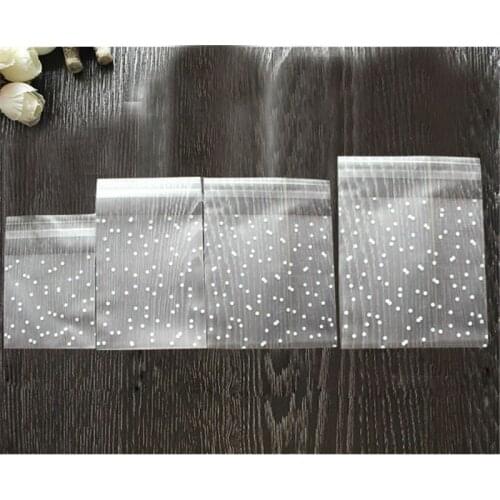 100pcs/lot Translucent dots Plastic Cookie packaging bags cupcake wrapper self adhesive bags Birthday Christmas Party Gift bags