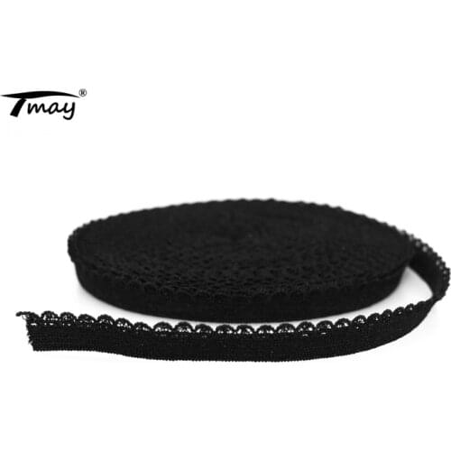 #1686 Pure Black Color Lovely Mesh Scallop Lace Trim 8 yards Elastic Bands Nylon Tape Garment Sewing Accessory DIY Toys