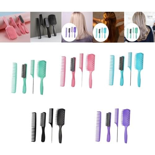 4Pcs/Set Hairbrush Styling Brush Tail Comb Hair Comb Kit Hair Styling Tool Detangling Comb Hair Brush Kit Hair Pick Combs