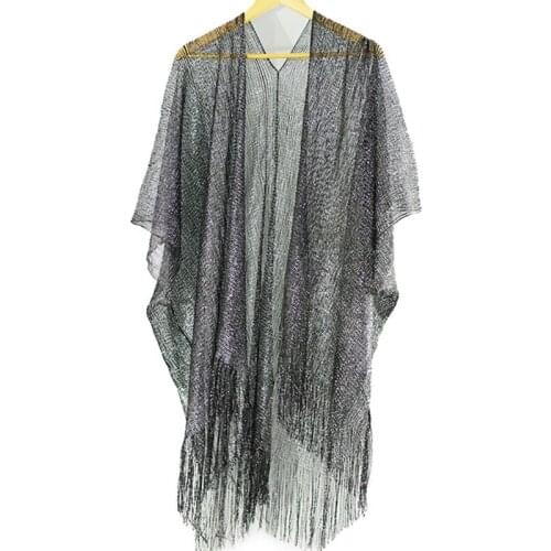 40GC Women Blouse Solid Color Beach Summer Thin Seaside Holiday Long Sunscreen Silk Woven Clothing Female Tops Silk Woven