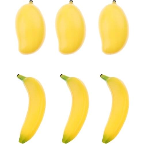6 Pack Kids Plastic Fruit Shaker Maracas Rattles for KTV Dancing Party Lovers, 3x Fake Banana, 3x Fake
