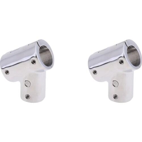 2 Pieces 316 Stainless Steel Bow & Boat Hand Rail 60 Degree Tee Fitting 22mm Tube