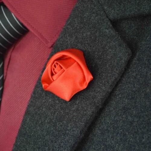 Free shipping , 20 pcs/lot , Mens Flower Lapel - Mens Rose Lapel Pin - Wedding Boutonniere - Satin Lapel Pin - Lapel Flower