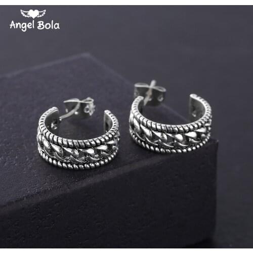 Bohemian Ethnic Style Ancient Silver color Budddha Earring Carving Round Stud Errings for Woman Wedding Party Accessories Hot