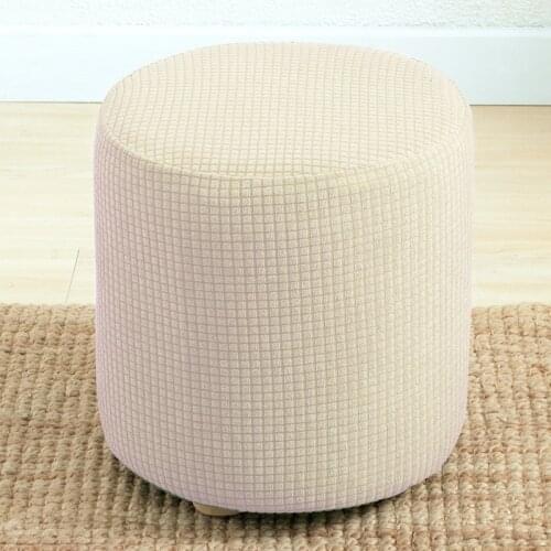 Round Chair Covers Ottoman Slipcover Footstool Seat Cover Anti-macassar Chair Cushion Cover Solid Color Simple Chair Covering