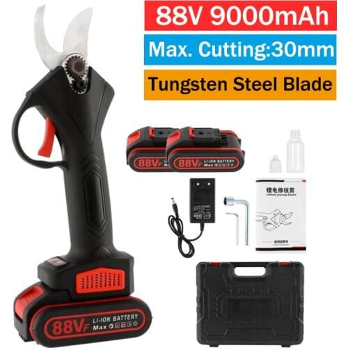 88V Electric Pruning Shears Cordless Rechargeable Garden Fruit Tree Bonsai Pruner Branches Pruning Scissor with 9000mAh Battery
