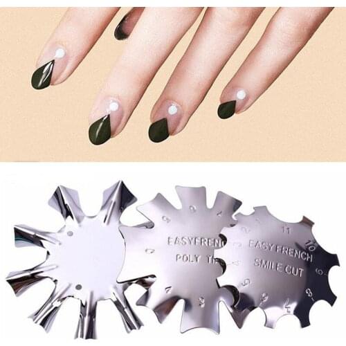 3 Styles Easy French Line Edge Nail Tool Smile Cutter Nail Stencil Edge Trimmer Multi-size Manicure Nail Art Styling Tools