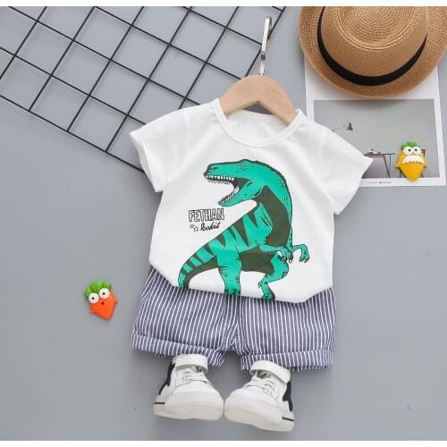 Boys Summer Clothing Set 1-4y Fashion Cotton Dinosaur Style T-shirt+shorts 2pcs Boys Outfits T-shirt+short 2pcs