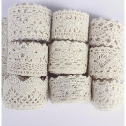 5Meter/lot)Natural Beige Cotton Embroidered Lace Net Ribbons Fabric Trim DIY Sewing Handmade accessories