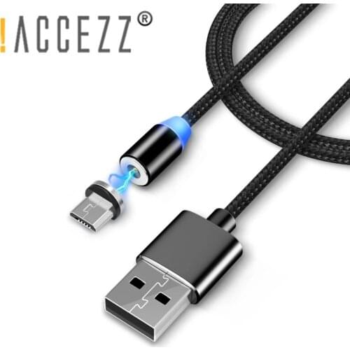 !ACCEZZ LED Magnetic Charge Cable Micro USB Phone Cable For Samsung S7 S6 S5 Note5 For Xiaomi 4 X Magnet Fast Charger Cable 1M