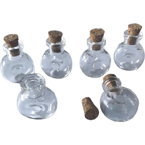 Mini Glass Winebottle Pendants Small Wishing Bottles With Cork Arts Jars Transparent Clear Gifts Vial XO 100pcs Wholesale
