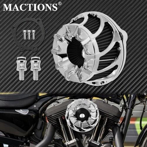 Motorcycle Chrome Air Filter Cleaner Intake Filter Grey Element ForHarley Touring Street Glide Dyna FXSBSE Softail Sportster XL