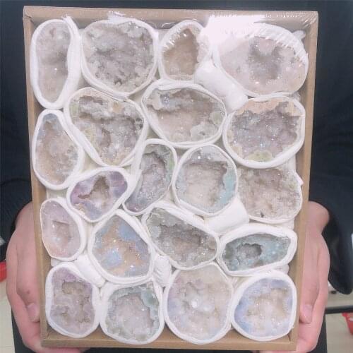 Natuurlijke Kristal Agaat Crystal Cave Galvaniseren Regenboog Aura Healing Woondecoratie Kamer Decoratie Gift