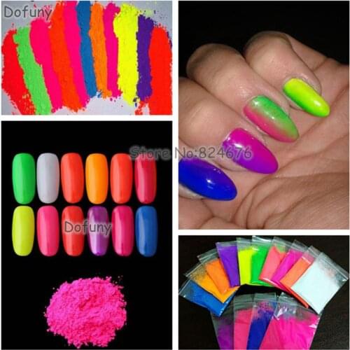 Neon Pigment Nail Powder Dust Ombre Nail Glitter Gradient Glitter Iridescent Acrylic Powder Nail Art Decoration
