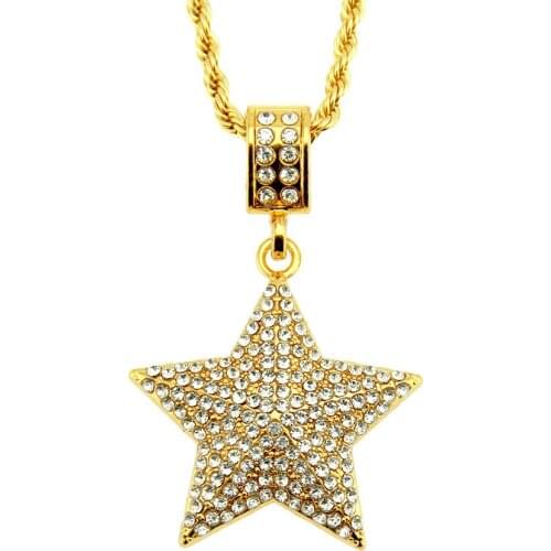 New Mens Personality, Hip-hop, Stereo-inlaid Crystal Pentagon Necklace, Friends'Fashion Jewelry, Men