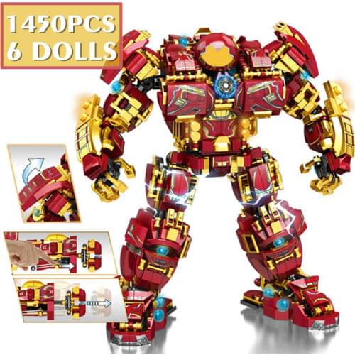 NEW 1900PCS Iron Man MK44 Ironman Hulkbuster Marvel Avengers Hulk Superheroes Robot Figures Ideas Building Brick Block Gift Toy