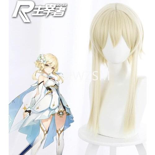 Genshin Impact Traveler Cosplay Aether Lumine Blond Wig Cosplay Anime Wigs Heat Resistant Synthetic Wigs Halloween for Girls